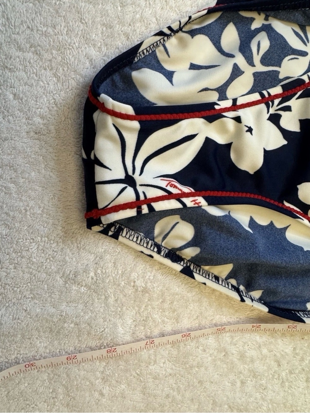 Vintage 90s Tommy Hilfiger Hibiscus 1 Piece Swimsuit Sz 12 Navy Floral High Cut - Picture 3 of 9